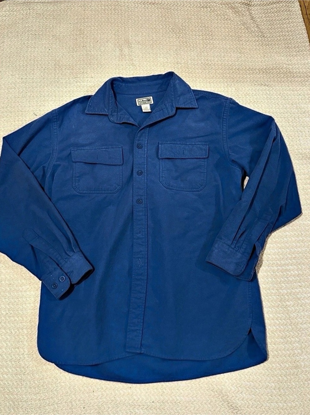 Large.Large.Bean Cotton Flannel Shirt Blue Large